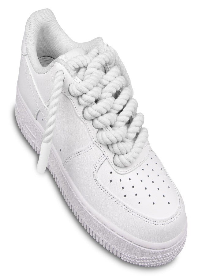 Endoto Rope Laces for Air Force 1, Thick Chunky Fat Shoelaces Strings for AF Sneaker Shoes(Color:White,Size:10MM) - Image 3